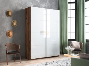 Шкаф-купе Прайм 2-х дверный 1200 Стекло Белое Крафт табачный