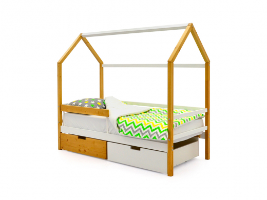 Кровать-домик Svogen с ящиками и бортиком дерево-белый