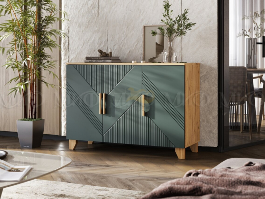 Комод (1200) Ирис Браш Мени Грин, Дуб Крафт