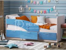 Кровать Дельфин МДФ 1800 Голубой металлик