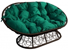 Диван Мамасан с ротангом зелёная подушка